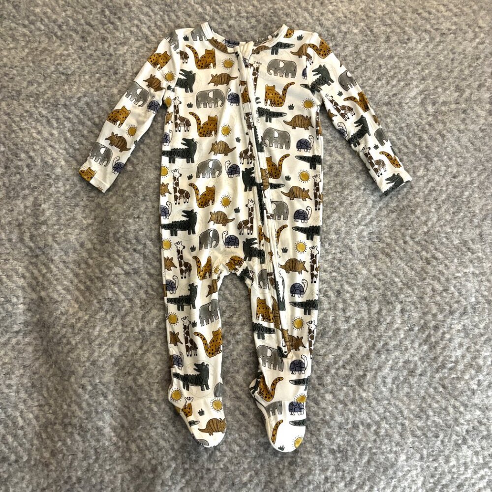 Angel Dear Animal Print Footie - White, Brown, Gray - Picture 2 of 4